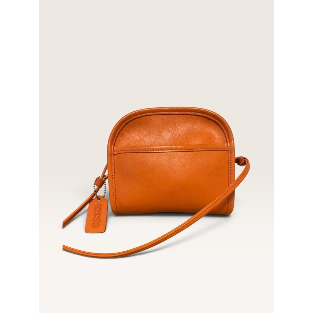 COACH VINTAGE TANGERINE ABBIE ZIP CROSSBODY BAG USA 9017 90'S LEATHER SMALL